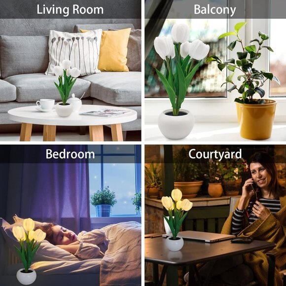 Flower Table Lamp Tulip Desk LED Night Light for Home Living Room Decor Artifici - Picture 4 of 9